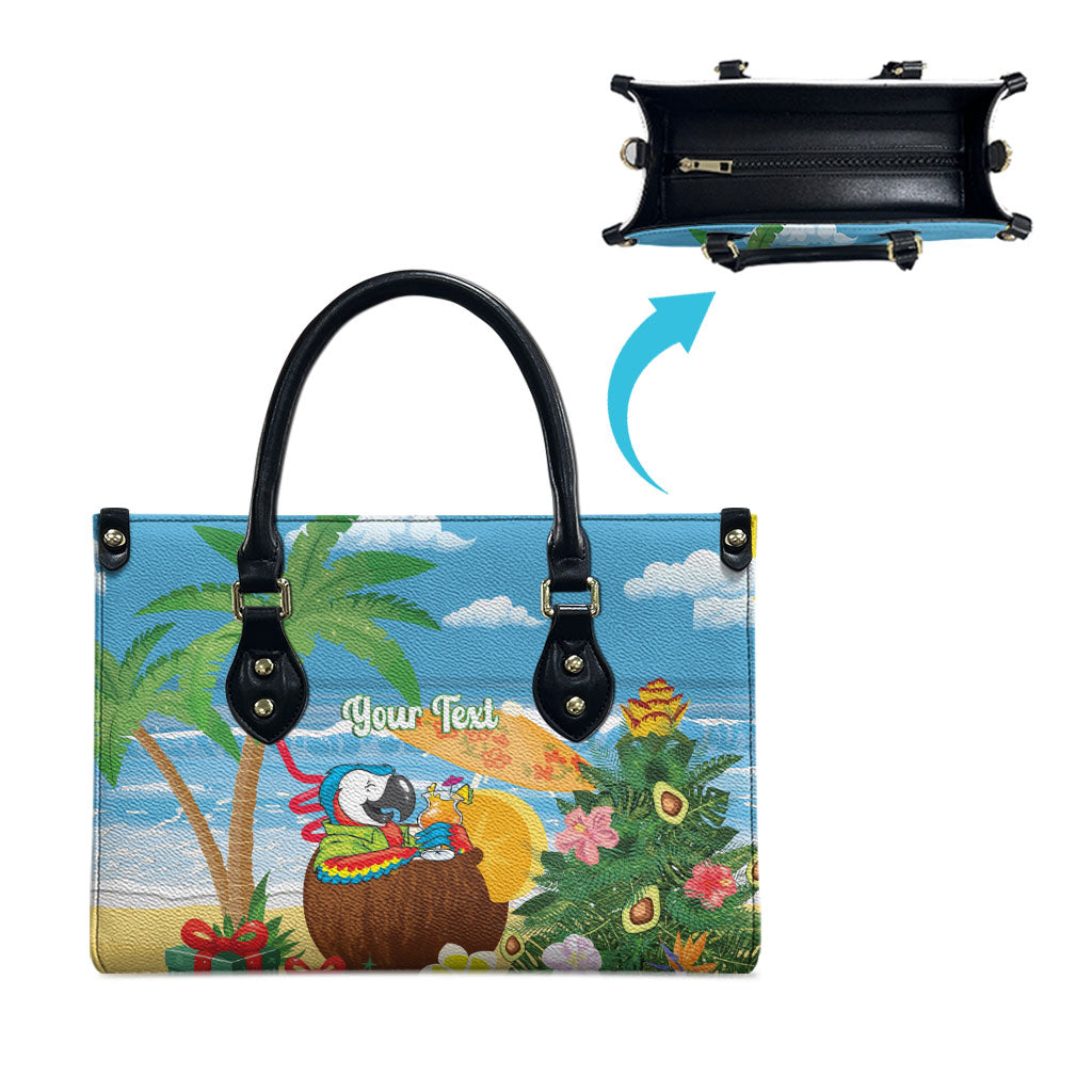Chilling Parrot Hawaii Summer Christmas Personalized Leather Bag It's 5 O'Clock Somewhere Beachy Vibes