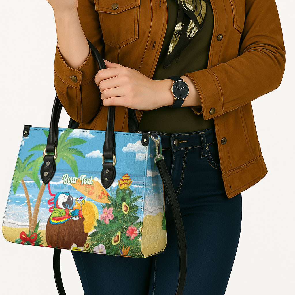 Chilling Parrot Hawaii Summer Christmas Personalized Leather Bag It's 5 O'Clock Somewhere Beachy Vibes