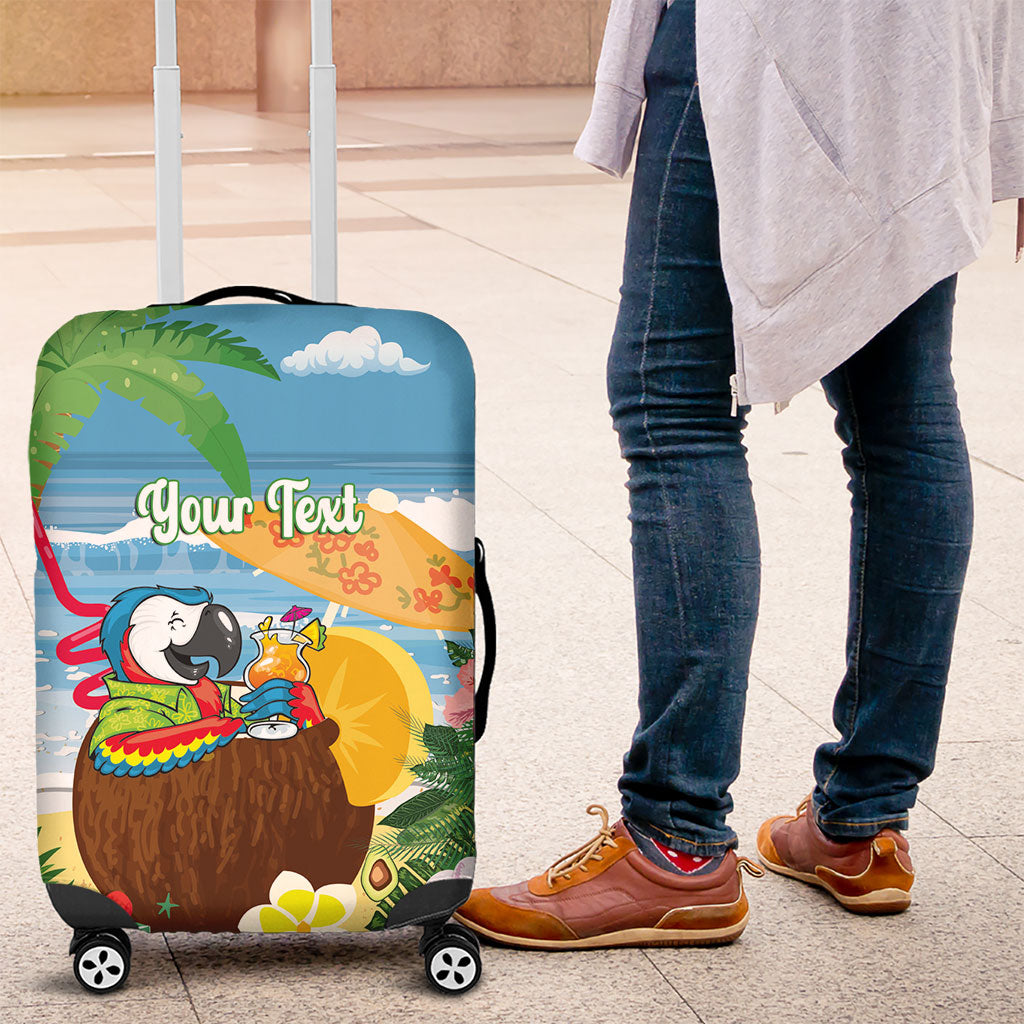 Chilling Parrot Hawaii Summer Christmas Personalized Luggage Cover It's 5 O'Clock Somewhere Beachy Vibes