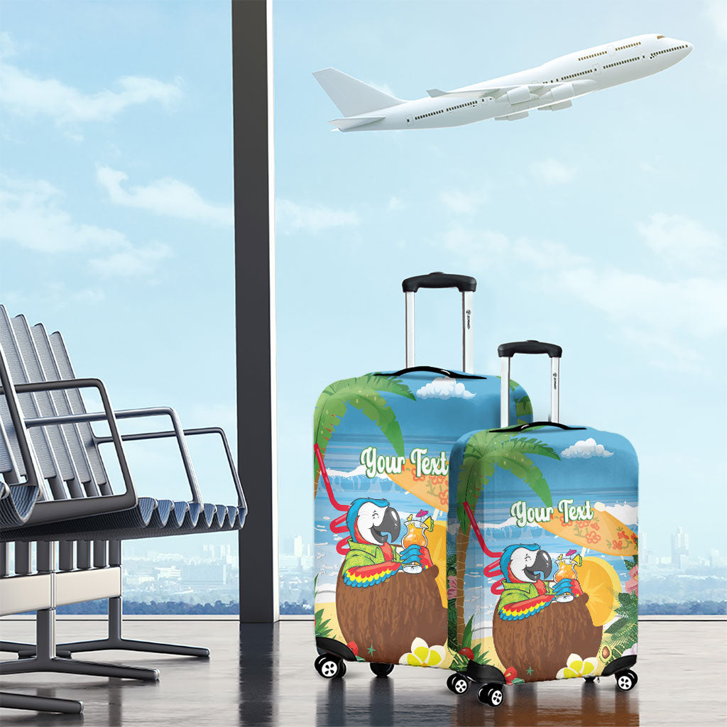 Chilling Parrot Hawaii Summer Christmas Personalized Luggage Cover It's 5 O'Clock Somewhere Beachy Vibes