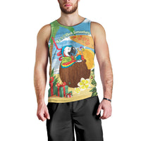 Chilling Parrot Hawaii Summer Christmas Personalized Men Tank Top It's 5 O'Clock Somewhere Beachy Vibes