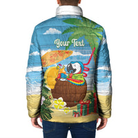 Chilling Parrot Hawaii Summer Christmas Personalized Padded Jacket It's 5 O'Clock Somewhere Beachy Vibes