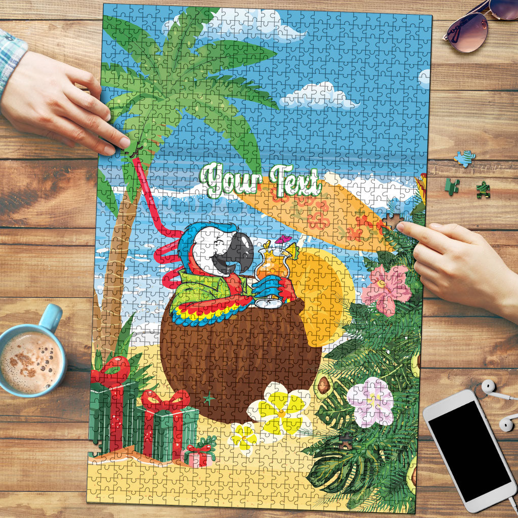 Chilling Parrot Hawaii Summer Christmas Personalized Puzzle It's 5 O'Clock Somewhere Beachy Vibes LT14 Blue - Polynesian Pride