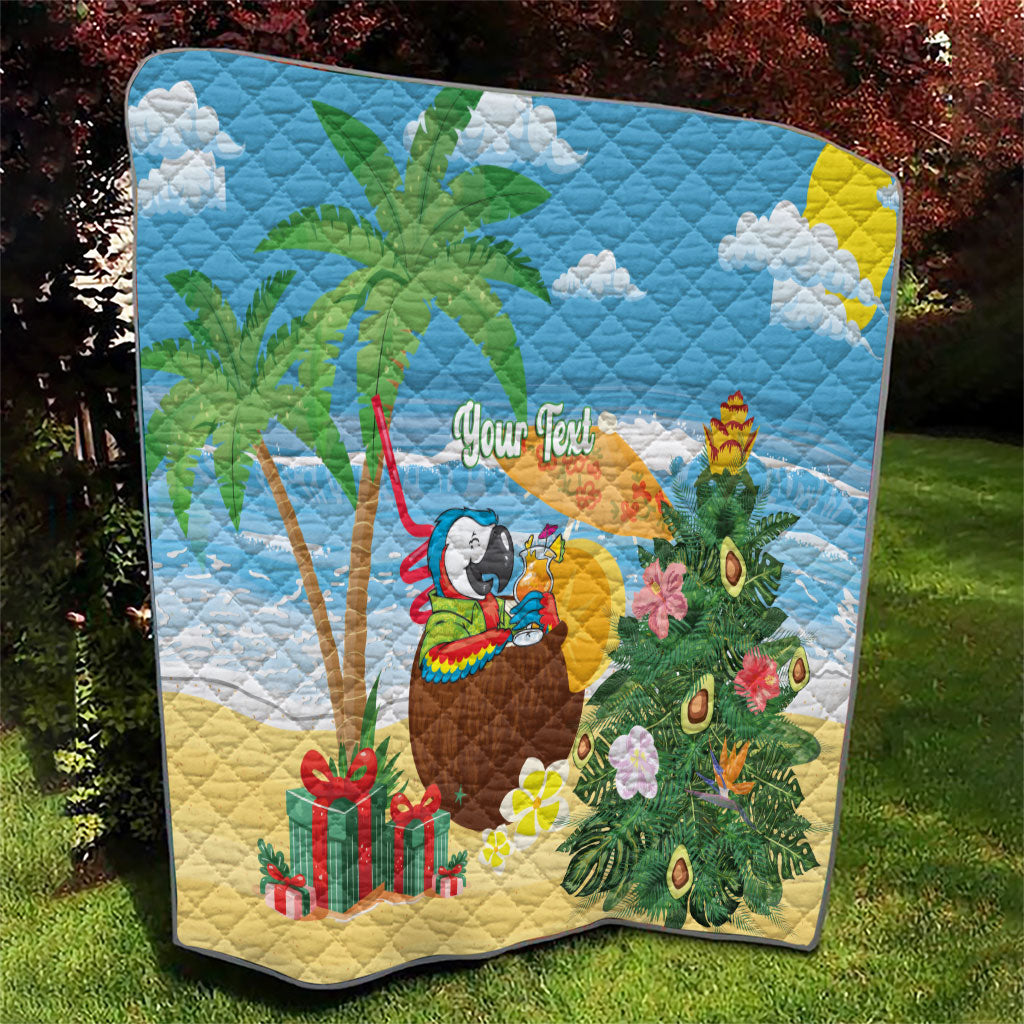 Chilling Parrot Hawaii Summer Christmas Personalized Quilt It's 5 O'Clock Somewhere Beachy Vibes