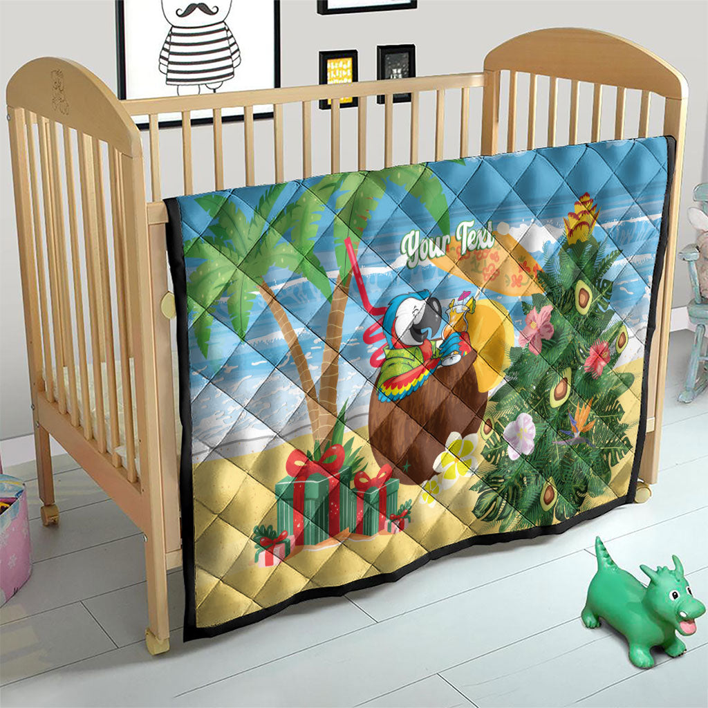 Chilling Parrot Hawaii Summer Christmas Personalized Quilt It's 5 O'Clock Somewhere Beachy Vibes