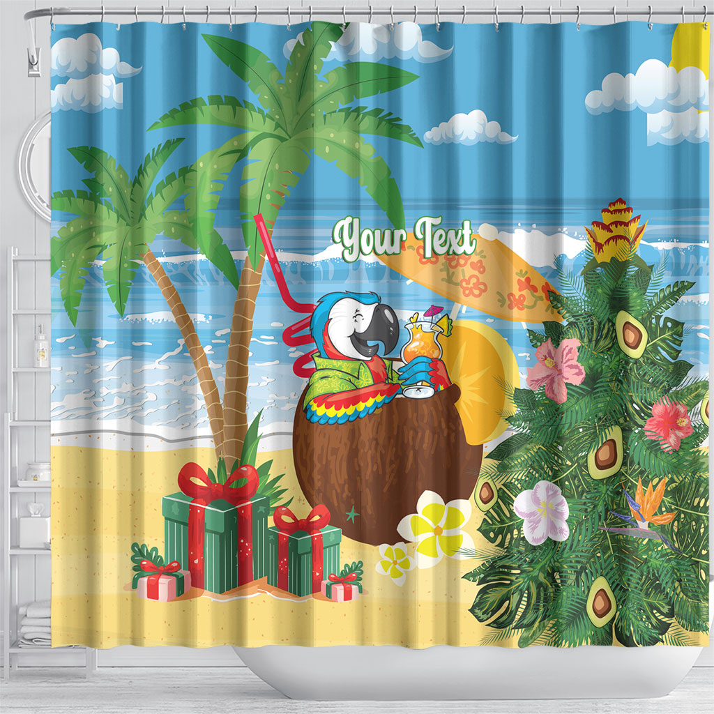Chilling Parrot Hawaii Summer Christmas Personalized Shower Curtain It's 5 O'Clock Somewhere Beachy Vibes