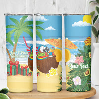 Chilling Parrot Hawaii Summer Christmas Personalized Skinny Tumbler It's 5 O'Clock Somewhere Beachy Vibes