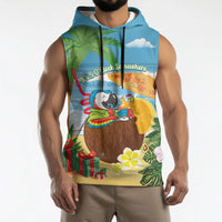 Chilling Parrot Hawaii Summer Christmas Personalized Sleeveless Hoodie It's 5 O'Clock Somewhere Beachy Vibes