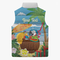 Chilling Parrot Hawaii Summer Christmas Personalized Sleeveless Puffer Jacket It's 5 O'Clock Somewhere Beachy Vibes