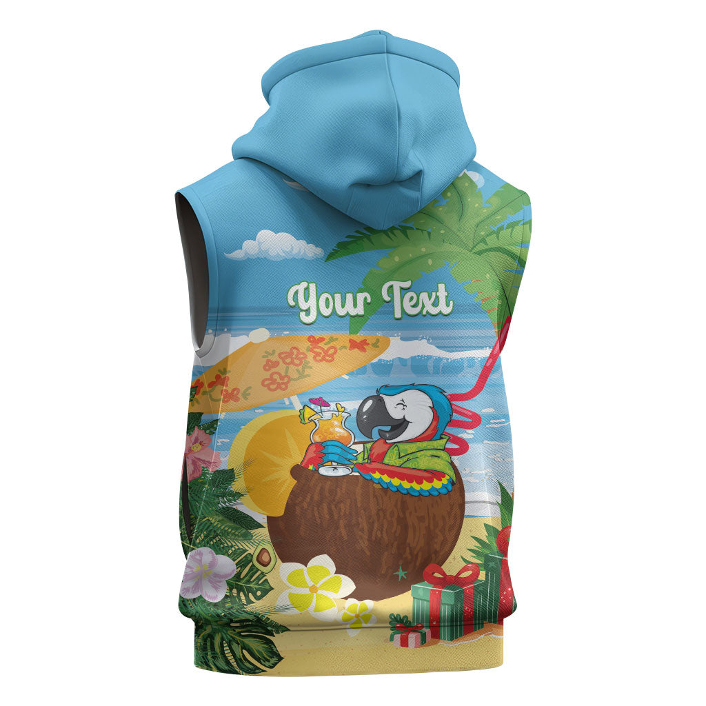 Chilling Parrot Hawaii Summer Christmas Personalized Sleeveless Zip Hoodie It's 5 O'Clock Somewhere Beachy Vibes