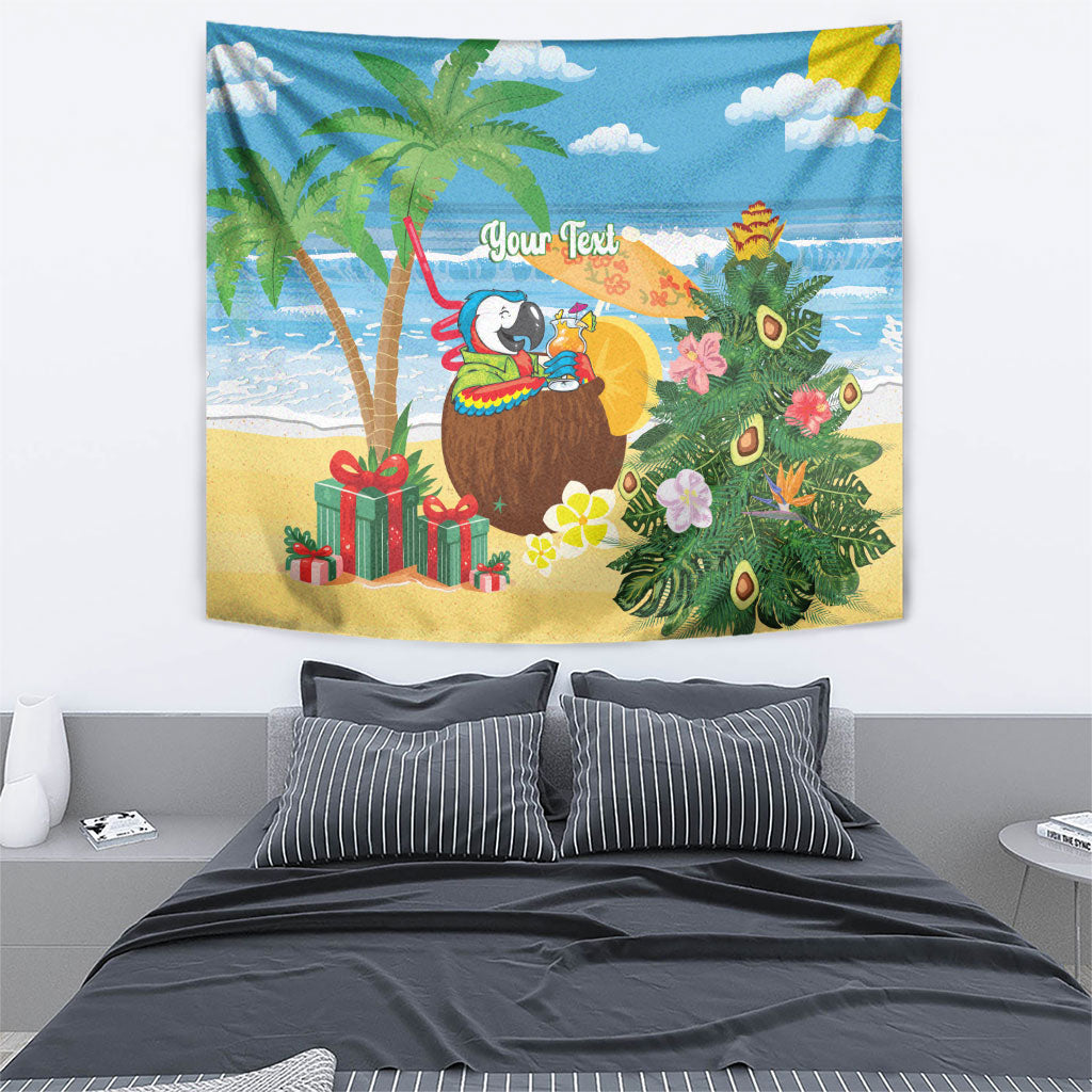 Chilling Parrot Hawaii Summer Christmas Personalized Tapestry It's 5 O'Clock Somewhere Beachy Vibes
