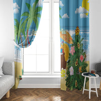 Chilling Parrot Hawaii Summer Christmas Personalized Window Curtain It's 5 O'Clock Somewhere Beachy Vibes