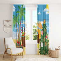 Chilling Parrot Hawaii Summer Christmas Personalized Window Curtain It's 5 O'Clock Somewhere Beachy Vibes