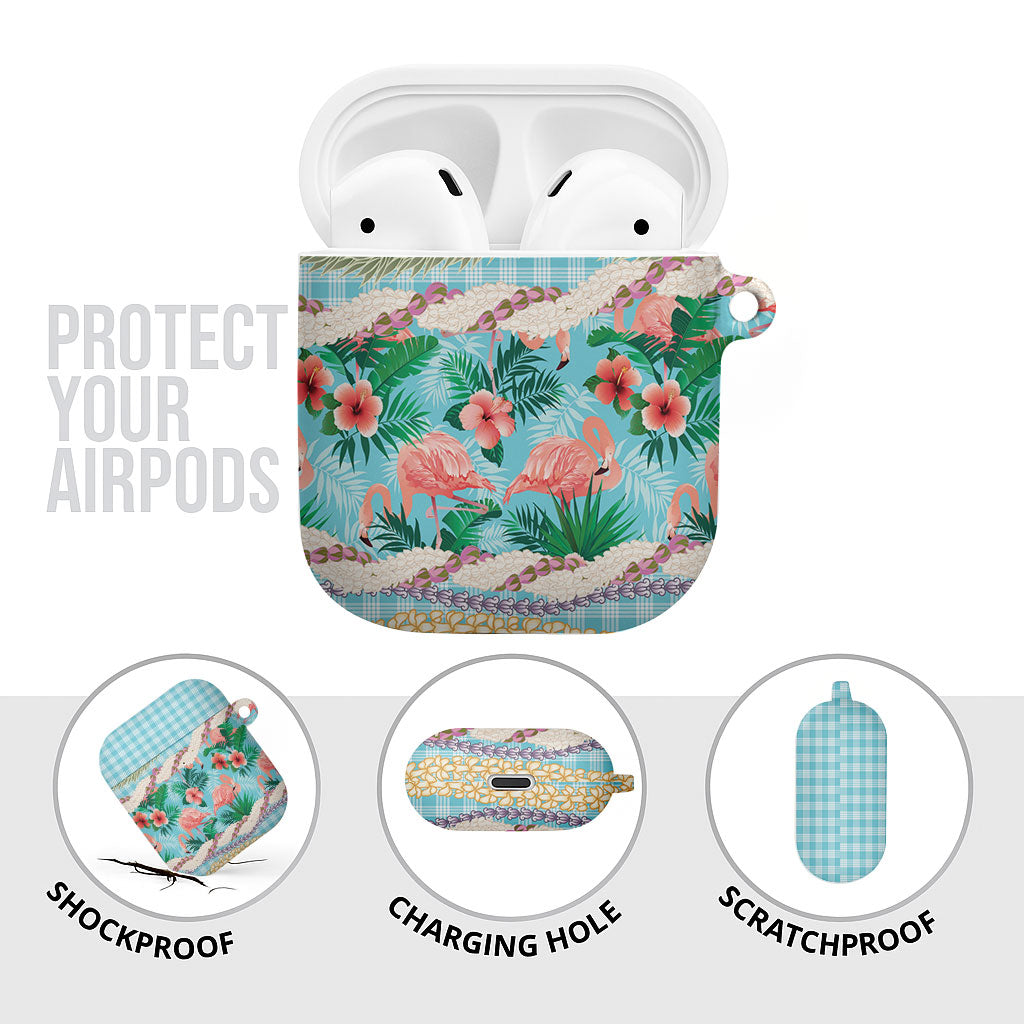 Flamingo Hawaii Summer AirPods Case Hawaiian Lei Pakala Motifs Tropical Style