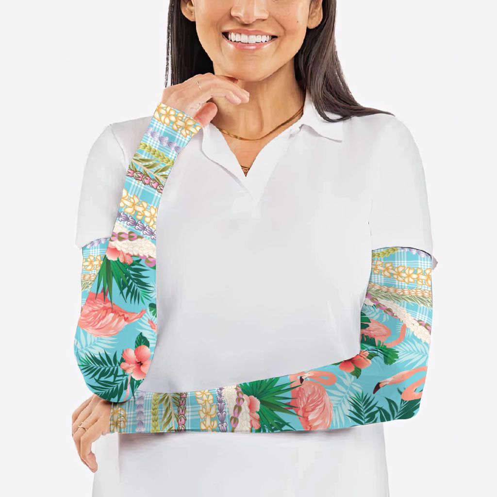 Flamingo Hawaii Summer Arm Sleeves Hawaiian Lei Pakala Motifs Tropical Style