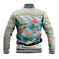 Flamingo Hawaii Summer Baseball Jacket Hawaiian Lei Pakala Motifs Tropical Style