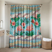 Flamingo Hawaii Summer Bathroom Set Hawaiian Lei Pakala Motifs Tropical Style