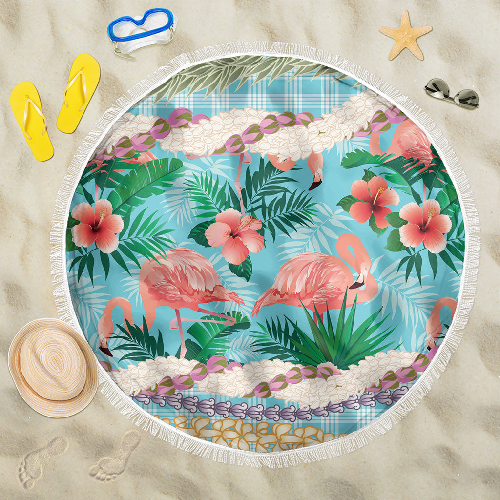 Flamingo Hawaii Summer Beach Blanket Hawaiian Lei Pakala Motifs Tropical Style