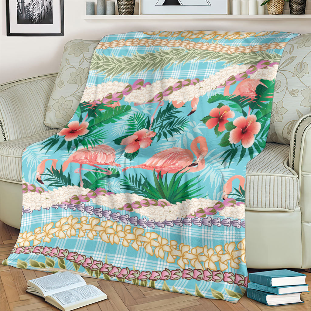 Flamingo Hawaii Summer Blanket Hawaiian Lei Pakala Motifs Tropical Style