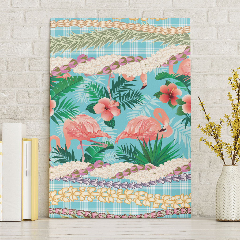 Flamingo Hawaii Summer Canvas Wall Art Hawaiian Lei Pakala Motifs Tropical Style LT14 Without Frame Cyan - Polynesian Pride