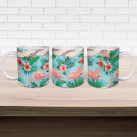 Flamingo Hawaii Summer Ceramic Mug Hawaiian Lei Pakala Motifs Tropical Style