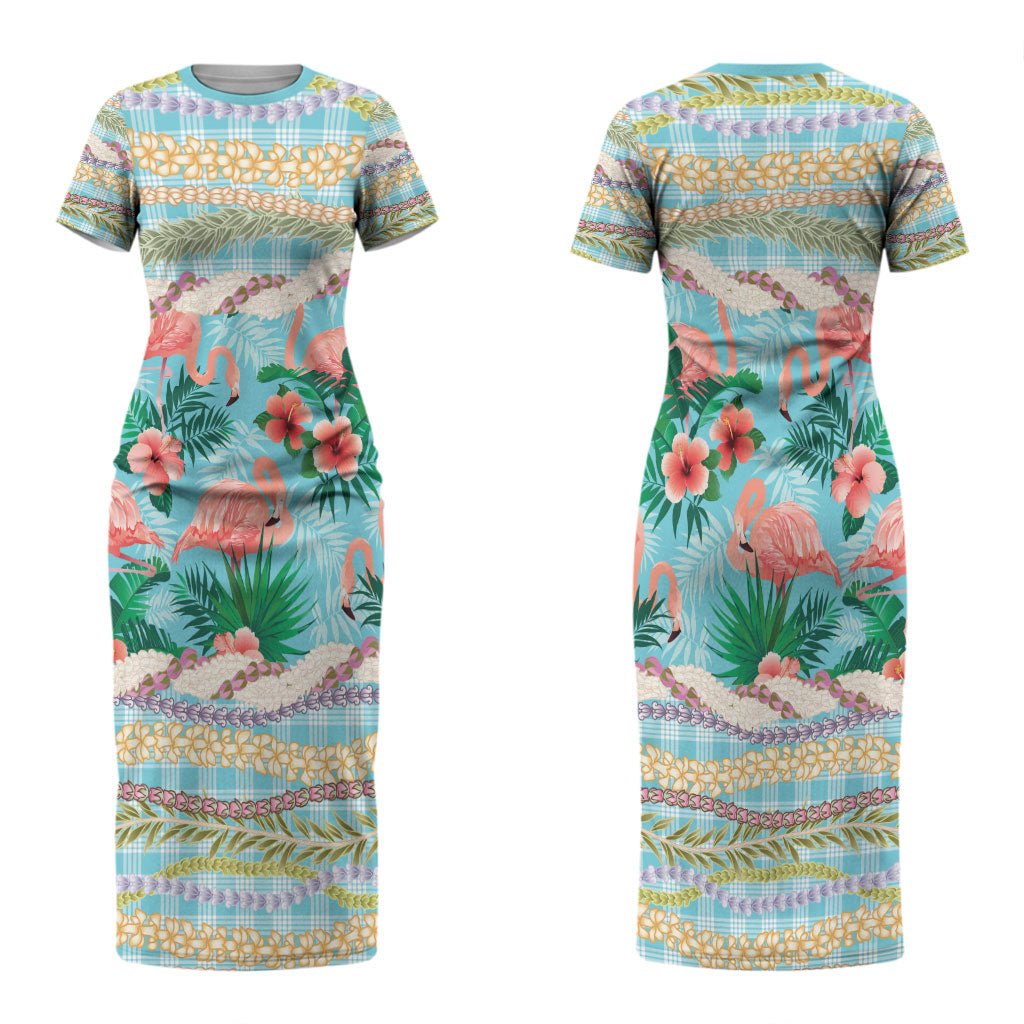 Flamingo Hawaii Summer Couples Matching Short Sleeve Bodycon Dress and Hawaiian Shirt Hawaiian Lei Pakala Motifs Tropical Style LT14 - Polynesian Pride