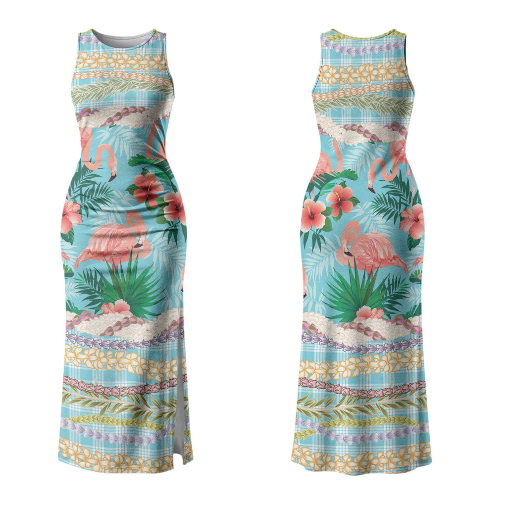 Flamingo Hawaii Summer Couples Matching Tank Maxi Dress and Long Sleeve Button Shirt Hawaiian Lei Pakala Motifs Tropical Style LT14 - Polynesian Pride
