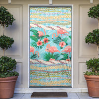 Flamingo Hawaii Summer Door Cover Hawaiian Lei Pakala Motifs Tropical Style