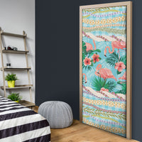 Flamingo Hawaii Summer Door Cover Hawaiian Lei Pakala Motifs Tropical Style