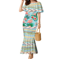 Flamingo Hawaii Summer Family Matching Mermaid Dress and Hawaiian Shirt Hawaiian Lei Pakala Motifs Tropical Style