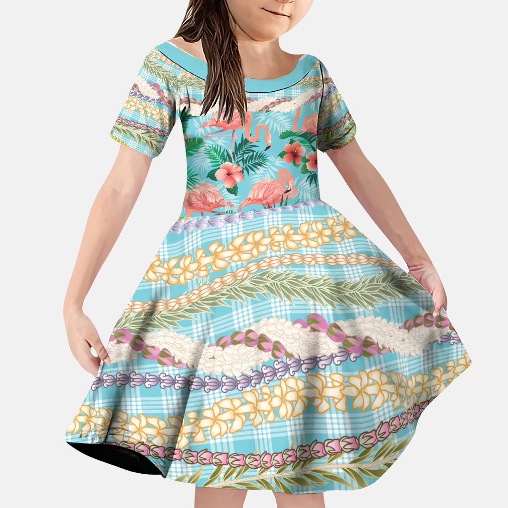 Flamingo Hawaii Summer Family Matching Off Shoulder Maxi Dress and Hawaiian Shirt Hawaiian Lei Pakala Motifs Tropical Style