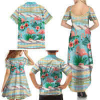 Flamingo Hawaii Summer Family Matching Summer Maxi Dress and Hawaiian Shirt Hawaiian Lei Pakala Motifs Tropical Style