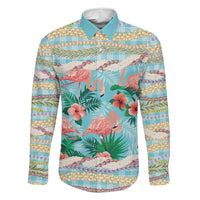 Flamingo Hawaii Summer Family Matching Summer Maxi Dress and Hawaiian Shirt Hawaiian Lei Pakala Motifs Tropical Style