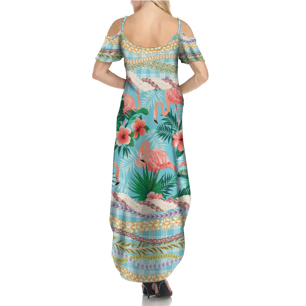 Flamingo Hawaii Summer Family Matching Summer Maxi Dress and Hawaiian Shirt Hawaiian Lei Pakala Motifs Tropical Style