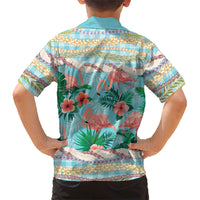 Flamingo Hawaii Summer Family Matching Tank Maxi Dress and Hawaiian Shirt Hawaiian Lei Pakala Motifs Tropical Style