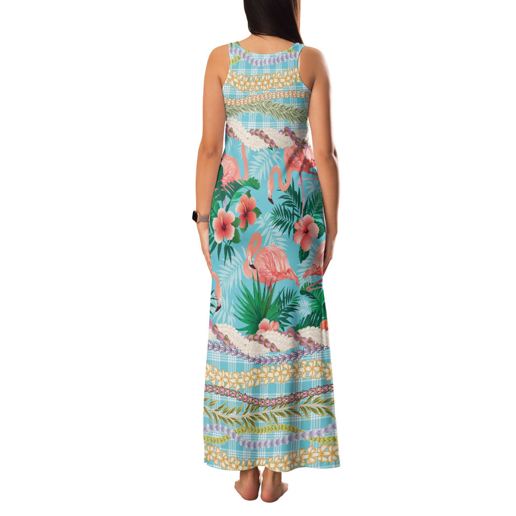 Flamingo Hawaii Summer Family Matching Tank Maxi Dress and Hawaiian Shirt Hawaiian Lei Pakala Motifs Tropical Style