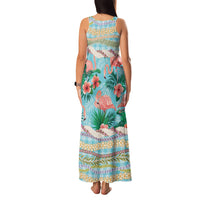 Flamingo Hawaii Summer Family Matching Tank Maxi Dress and Hawaiian Shirt Hawaiian Lei Pakala Motifs Tropical Style
