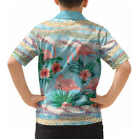 Flamingo Hawaii Summer Kid Hawaiian Shirt Hawaiian Lei Pakala Motifs Tropical Style LT14 - Polynesian Pride