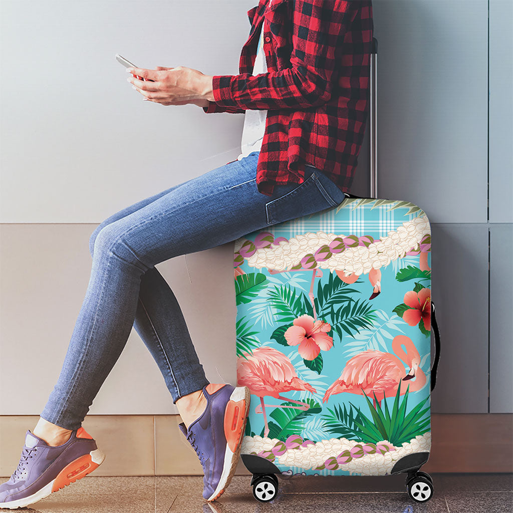 Flamingo Hawaii Summer Luggage Cover Hawaiian Lei Pakala Motifs Tropical Style