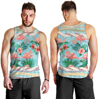 Flamingo Hawaii Summer Men Tank Top Hawaiian Lei Pakala Motifs Tropical Style