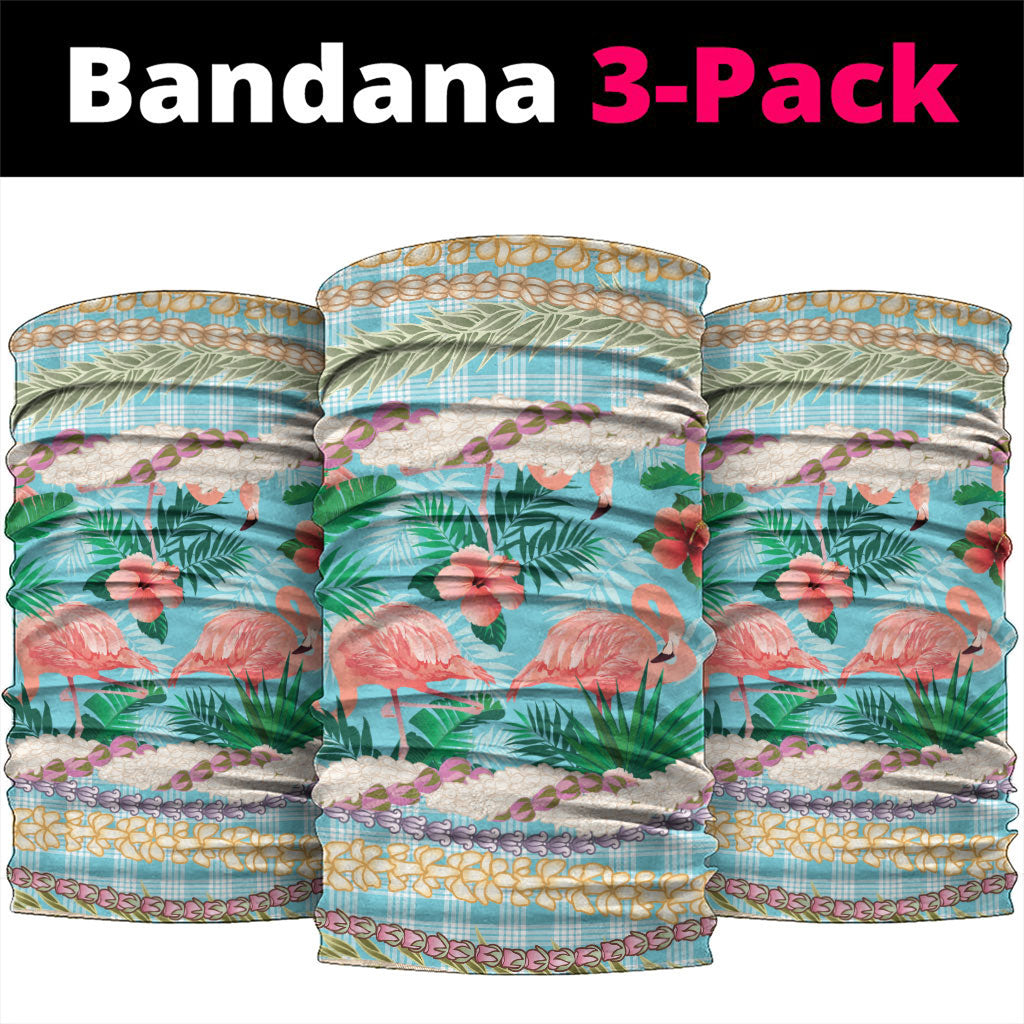 Flamingo Hawaii Summer Neck Gaiter Hawaiian Lei Pakala Motifs Tropical Style