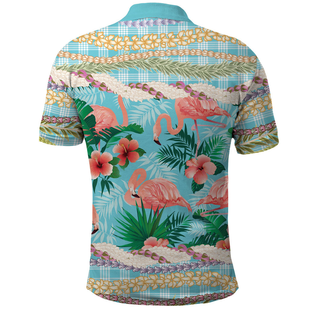 Flamingo Hawaii Summer Polo Shirt Hawaiian Lei Pakala Motifs Tropical Style