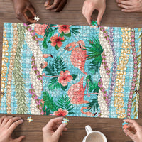 Flamingo Hawaii Summer Puzzle Hawaiian Lei Pakala Motifs Tropical Style