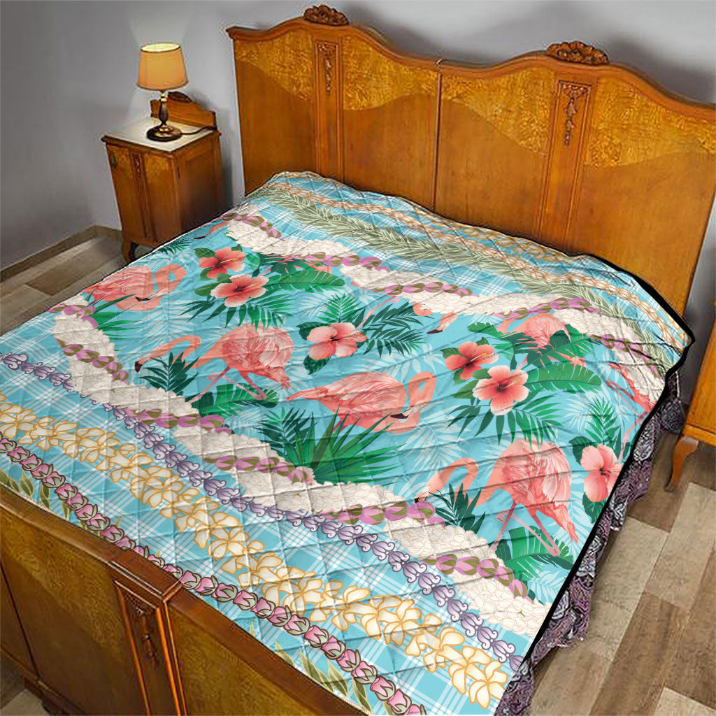 Flamingo Hawaii Summer Quilt Hawaiian Lei Pakala Motifs Tropical Style