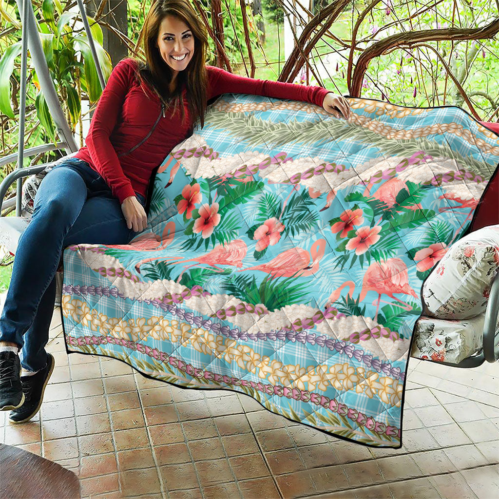 Flamingo Hawaii Summer Quilt Hawaiian Lei Pakala Motifs Tropical Style