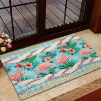 Flamingo Hawaii Summer Rubber Doormat Hawaiian Lei Pakala Motifs Tropical Style