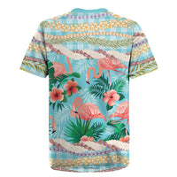 Flamingo Hawaii Summer Rugby Jersey Hawaiian Lei Pakala Motifs Tropical Style