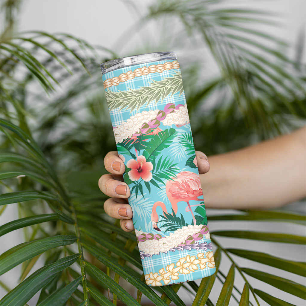 Flamingo Hawaii Summer Skinny Tumbler Hawaiian Lei Pakala Motifs Tropical Style