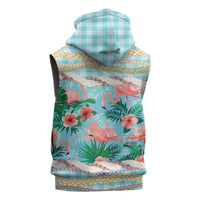 Flamingo Hawaii Summer Sleeveless Zip Hoodie Hawaiian Lei Pakala Motifs Tropical Style