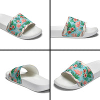 Flamingo Hawaii Summer Slide Sandals Hawaiian Lei Pakala Motifs Tropical Style